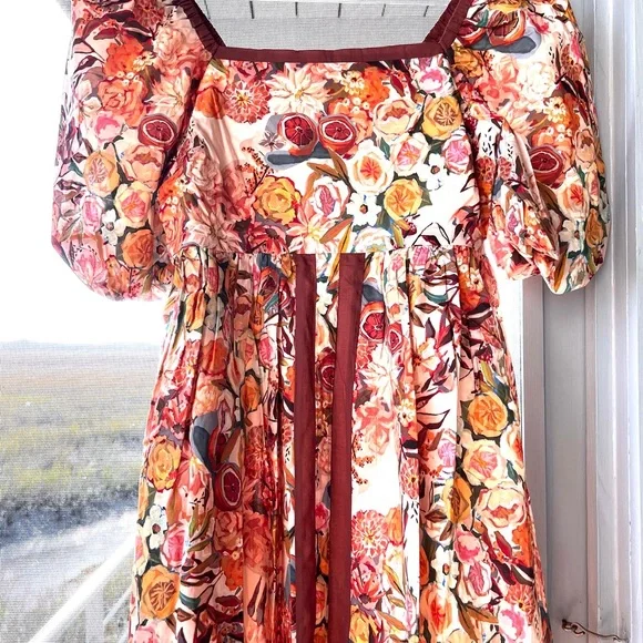 IN LOOM Floral Puff Sleeve Midi Dress | NWT | Cottagecore |Square Neck | S - L - Picture 9 of 16